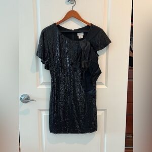 Karen Millen Sequin Black Satin Dress